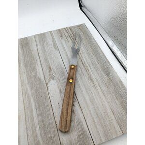 2 Prong Tine Meat Serving Fork Wood 10" Stainless Steel USA